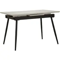 Mauro Ferretti Table De Salle À Manger Extensible, Finition Mate Moderne, 120-155 X 80 X 75 Cm - Plateau Effet Marbre Et Structure En Métal Noir
