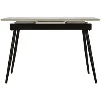 Mauro Ferretti Table De Salle À Manger Extensible, Finition Mate Moderne, 120-155 X 80 X 75 Cm - Plateau Effet Marbre Et Structure En Métal Noir