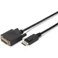 Digitus Câble adaptateur DisplayPort - DP - DVI (24+1) - Full-HD 1080p/60Hz - Displayport 1.1a - 3.0m - avec verrouillage - adapté aux moniteurs, cartes graphiques - noir