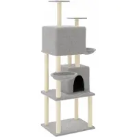 vidaXL Arbre à chat avec colonnes à griffer en sisal gris clair 180 cm