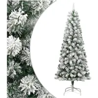 vidaXL Sapin de Noël artificiel à charnières avec neige floquée 210 cm