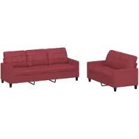 vidaXL Canapé 2 pièces avec coussins vin rouge similicuir