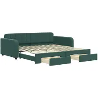 vidaXL Lit de jour extensible avec tiroirs vert foncé 100x200 cm velours
