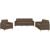 vidaXL Ensemble de canapés 3 pièces avec coussins Tissu brun