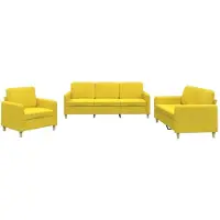 vidaXL Ensemble de canapés 3 pièces avec coussins Tissu jaune clair