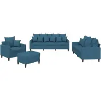vidaXL ensemble de canapés 4 pièces avec coussins Bleu velours