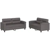 vidaXL Ensemble de canapés 2 pièces avec coussins Gris Similicuir