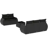 vidaXL Ensemble de salon de jardin 6 pièces avec coussins noir poly rotin