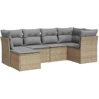 vidaXL Ensemble de salon de jardin 6 pièces avec coussins Gris Poly rotin