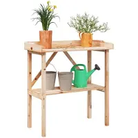 vidaXL Table à plantes avec étagère 78x38x82,5 cm Sapin massif