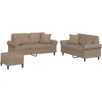 vidaXL Ensemble de canapés 3 pièces avec coussins Cappuccino-Brun Similicuir