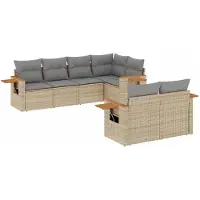 vidaXL Ensemble de salon de jardin 7 pièces avec coussins Gris Poly rotin