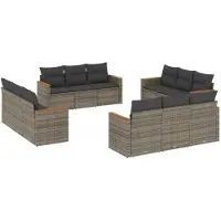 vidaXL Ensemble de salon de jardin 12 pièces avec coussins Gris Poly rotin