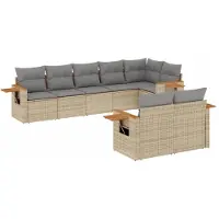 vidaXL Ensemble de jardin canapé 8 pièces avec coussins Beige Poly Rattan