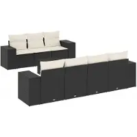vidaXL Ensemble de jardin canapé 8 pièces avec coussins noir poly rotin