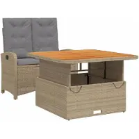 vidaXL Ensemble de jardin 2 pièces avec coussins Beige Poly Rattan