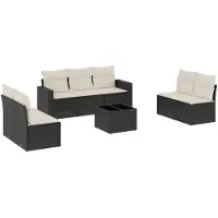 vidaXL Ensemble de jardin canapé 8 pièces avec coussins noir poly rotin