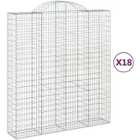 vidaXL Gabions avec arc surélevé 18pcs 200x50x220/240cm Fer galvanisé