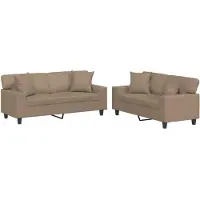 vidaXL Ensemble de canapés 2 pièces avec coussins Cappuccino-Brun Similicuir
