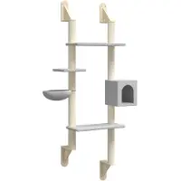 vidaXL Arbre à chat avec colonne griffoir montage mural gris clair 180 cm