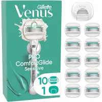 Gillette venus Venus Pro Comfortglide Sensitive Systemklingen 10er+Reiseschutzkappe Rasierklingen (10x)