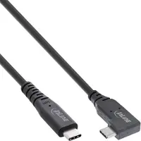 InLine Câble USB4, USB-C unilatéral coudé, PD 240W 8K60Hz, TPE noir, 0,5m