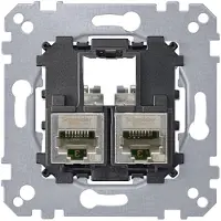 Merten MEG4576-0022 Plaque support double avec module de raccordement Actassi RJ45 Cat6A STP
