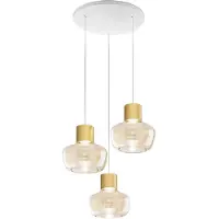 FABAS LUCE Suspension Led Kino 36 W 3900 Lm 3000 K À Intensité Variable, Structure En Métal Et Verre Borosilicate, Cognac - Kino