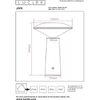 Lucide JIVE - wiederaufladbare Tischlampe Innen/Außen - Akku/Batterie - Ø 13,7 cm - LED Dim. - CCT - 1x3W 2800K/6500K - IP44 - Schwarz