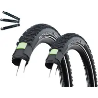 Bike-parts 2 pneus de vélo Schwalbe SMART SAM Plus Performance, modèle DD GreenGuard ADDIX E-50, dimensions 29 x 2,10 (54-622), couleur noire avec éléments réfléchissants, comprenant les démonte-pneus