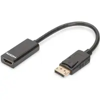 Digitus - Adaptateur vidéo - DisplayPort mâle pour HDMI femelle - 15 cm - double blindage - noir