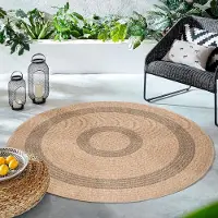 HomebyHome Tapis Rond d’Extérieur Imperméable Cuisine Balcon Terrasse Salon Style Naturel Sisal Design Vintage 80 cm rond