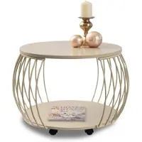M2 Table basse Taïwan 1, couleur crème, diamètre d'environ 60 cm