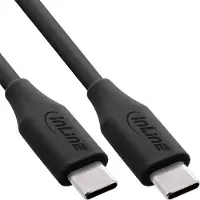 InLine Câble USB 2.0, USB-C Câble de charge rapide 100W, Black Cookie, noir 1m