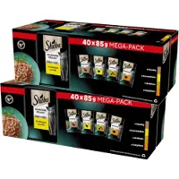 Sheba Delicacy Poultry Flavours sachets 40x85g nourriture complète humide pour chats adultes en morceaux en gelée avec du canard, du poulet, de la volaille et de la dinde