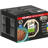 Sheba Sauce Collection Sélection de saveurs 32x85 g en sauce avec du saumon, du thon, du poulet, du canard