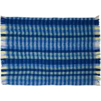 Hubsch - Couverture Loom, à carreaux bleus, 140 x 200 cm