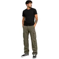 Build Your Brand Pantalon cargo robuste pour homme Pure Vintage en coton – Pantalon pour activités de plein air et travail avec 8 poches (Olive)