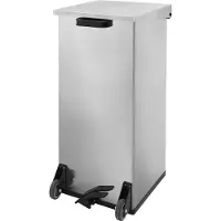 Sonstiges Poubelle à pédale mobile Carro-Kick 110 L inox Poubelle à pédale ignifugée avec roulettes