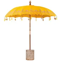 vidaXL Parasol balinais avec socle jaune 215 x 215 x 260 cm