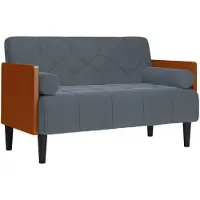 vidaXL Canapé deux places avec coussins cylindriques gris foncé 110 cm velours
