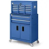 HBM Chariot à outils avec armoire supérieure, bleu, modèle 2