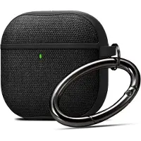 Spigen Urban Fit con u pour AirPods 4 CAS (2024) Couverture de tissu premium avec carabiner Key Chain - noir