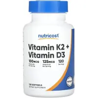 Nutricost , Vitamine K2 + Vitamine D3, 120 Gélules Souples