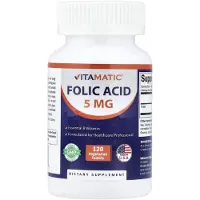 Vitamatic , Acide Folique, 5 mg, 120 Comprimés Végétariens