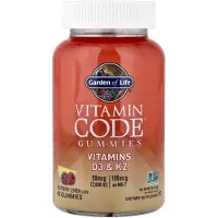 Garden of life , Gommes Vitamin Code, Vitamines D3 & K2, Framboise Citron, 45 Gommes