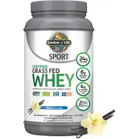Garden of life , Sport, Lactosérum Certifié Nourri à l'Herbe, Vanille, 22,57 oz (640 g)