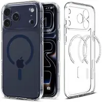 Spigen Ultra Hybrid (Mag Fit) (Apple iPhone 17 Pro Max), Coque pour téléphone portable, Noir, Transparent, Bleu