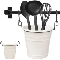 Orion Bac de cuisine Bac de rangement Bac à suspendre pour ustensiles de cuisine en métal avec crochet pour barre de suspension