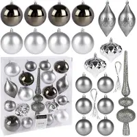 By Lille Vilde Boules de Noël argentées incassables, 19 pièces.